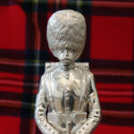 Silver Plated 11" 1908 Scots Guard Sergeant statue on wooden plinth