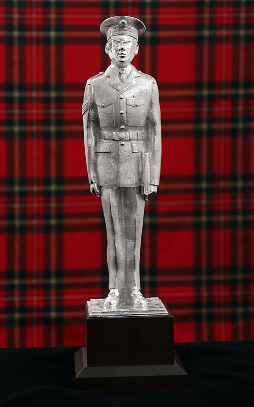 Silver Plated 12" Sergeant in Waiting statue on wooden plinth
