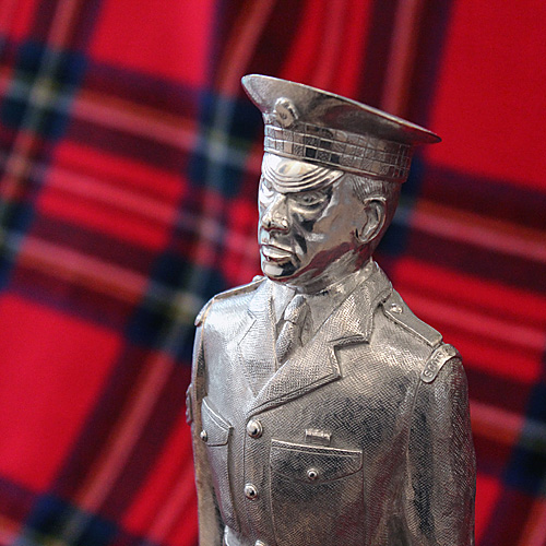 Silver Plated 12" Sergeant in Waiting statue on wooden plinth